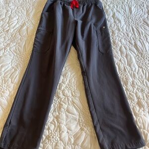 Figs Women's Gray Joggers with Red Drawstring